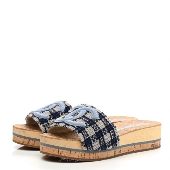 Plaid Blue Chanel Mules - Picture 7 of 7